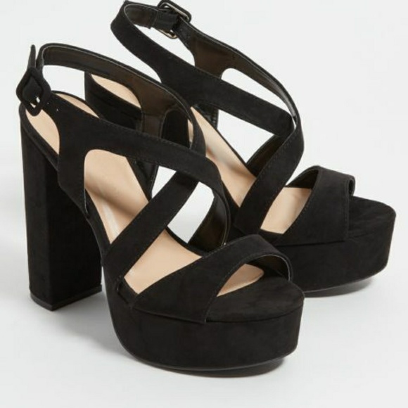 Wild Diva Shoes - NWOT Crossing Strap Platform Heels